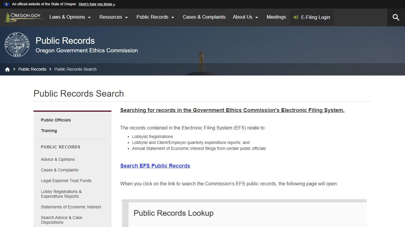 Public Records Search - State of Oregon